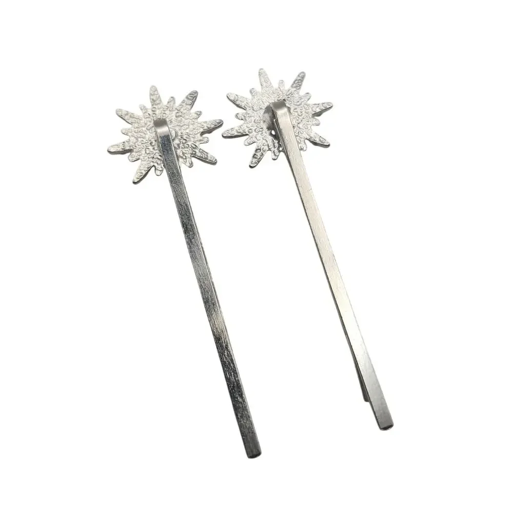 Silver Rhinestone Pearl Starburst Flower Bobby Pins Hair Clip Accessory Lot Set